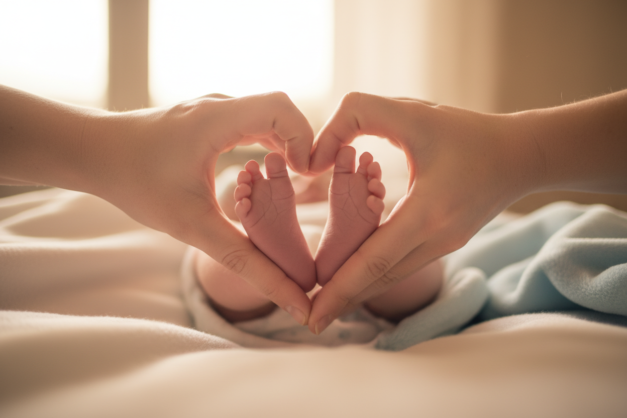 tiny feet through a handshape heart